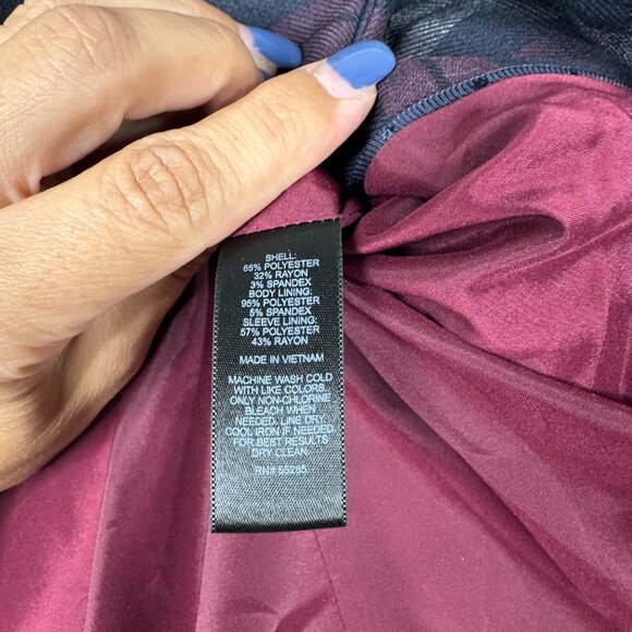 2/$30 Express Classic Plaid Blazer Suit Jacket Navy Red 0 #A0506 TRB3 - Picture 6 of 8